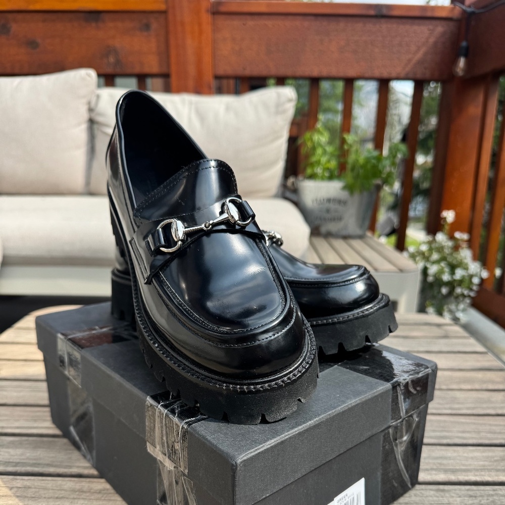 Tony Bianco Greer Loafers – Black Hi Shine – Size 38